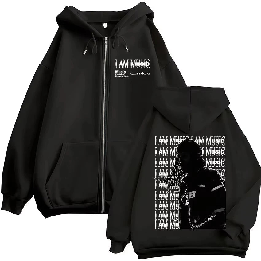 Rapper Playboi Carti I AM MUSIC Zipper Hoodies Opium Ken Carson Narcissist Zip Up Sweatshirt Men Women Hip Hop Pullovers Jackets
