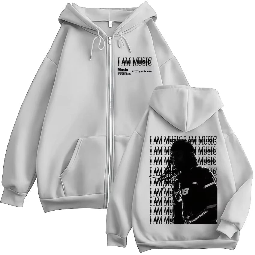 Rapper Playboi Carti I AM MUSIC Zipper Hoodies Opium Ken Carson Narcissist Zip Up Sweatshirt Men Women Hip Hop Pullovers Jackets